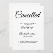 Stornierung einer Hochzeit Elegante Karte (Vorne/Hinten)