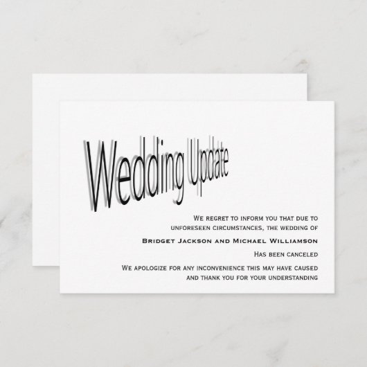 Stornierung einer Hochzeit Save The Date (Vorne/Hinten)