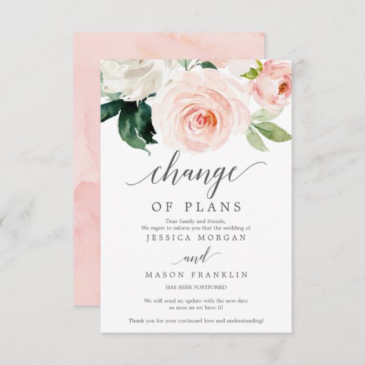 Stornierung einer Hochzeit - Zurückgestellt - Ände Einladung (Vorne/Hinten)