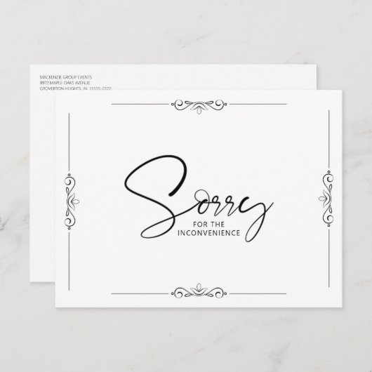 Stornierung oder Verzögerung von Ereignissen Ankündigungspostkarte (Vorne/Hinten)