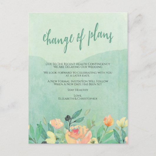 Stornierungen von Hochzeiten Änderung der Pläne ve Postkarte (Vorderseite)