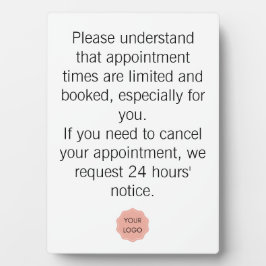 Stornierungsankündigung für Salon oder Wellness-Ce Fotoplatte