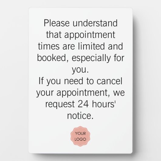 Stornierungsankündigung für Salon oder Wellness-Ce Fotoplatte (Vorderseite)