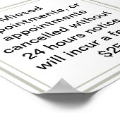 Stornierungsbedingungen für ein Dienstleistungsunt Poster (Ecke)