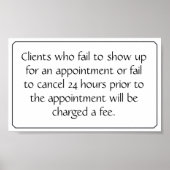 Stornierungsbedingungen Plakat für Salon oder Well (Vorne)