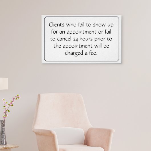 Stornierungsbedingungen Plakat für Salon oder Well