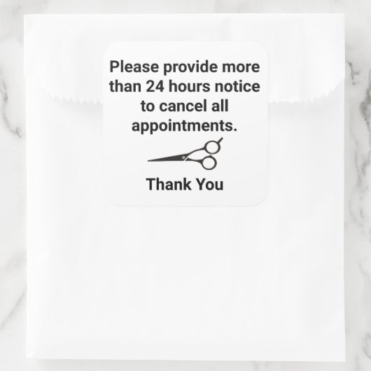 Stornierungsbedingungen Quadratischer Aufkleber (Tasche)