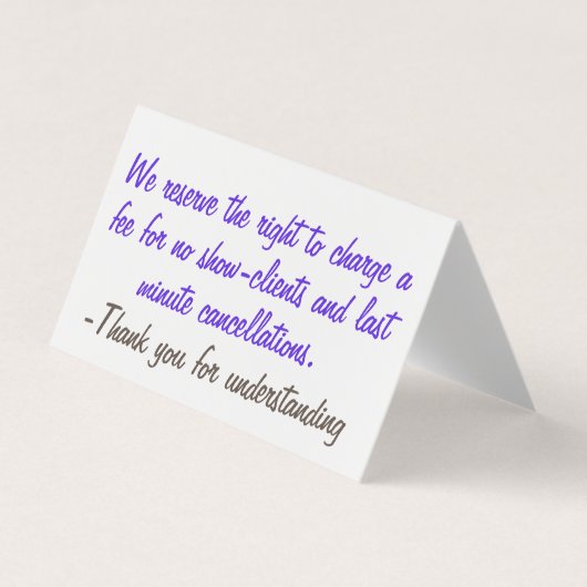 Stornierungsbedingungen Visitenkarten (Vorderseite)