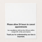 Stornierungsbedingungen Visitenkarten (Außenseite Aufgefaltet)