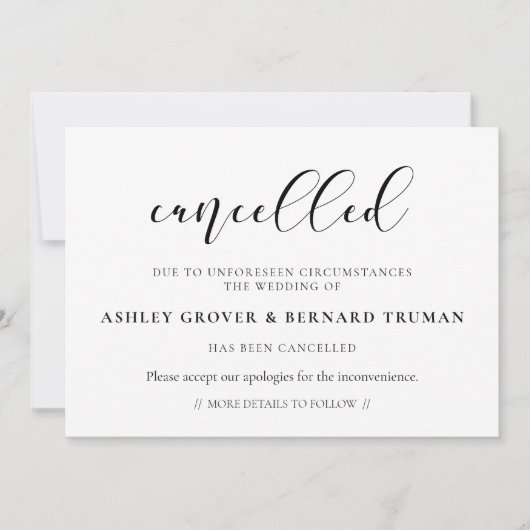 Stornierungskarte Einladung (Vorderseite)