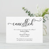 Stornierungskarte für die Hochzeitskalligrafie Einladung (Stehend Vorderseite)