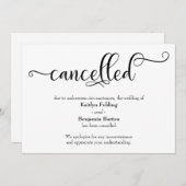 Stornierungskarte für die Hochzeitskalligrafie Einladung (Vorne/Hinten)