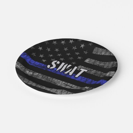 Störte SWAT-Polizeiflagge Pappteller (Schrägansicht)