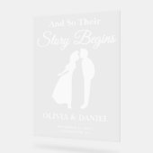 Story Begins Editable Wedding Welcome Acrylschild (Winkel)