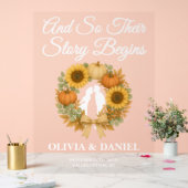 Story Begins Pumpkin Wreath Hochzeit im Herbst Wil Acrylschild (Hochzeit)