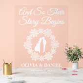 Story Begins Snowflake Winter Wedding Willkommen Acrylschild (Hochzeit)