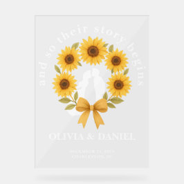 Story Begins Sonnenblumenkruste Begrüßung Acrylschild