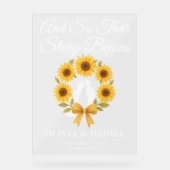 Story Begins Sunflower Kreath Hochzeit im Herbst W Acrylschild (Vorderseite)