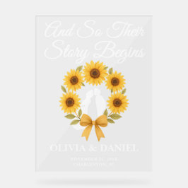 Story Begins Sunflower Kreath Hochzeit im Herbst W Acrylschild