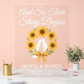 Story Begins Sunflower Kreath Hochzeit im Herbst W Acrylschild (Hochzeit)