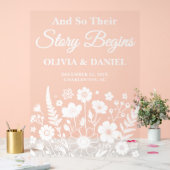Story Begins Wildblume Wedding Welcome Acrylschild (Hochzeit)