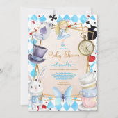 Story Book Alice im Wunderland Kinderdusche Einladung (Vorderseite)