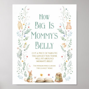 Story Book Baby Shower Wie groß ist ihr Bauch Spie Poster