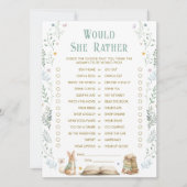 Story Book Baby Shower Would She Rather Game Card Einladung (Vorderseite)