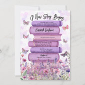 Story Book Butterflies Wildblumen Brautparty Einladung (Vorderseite)