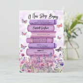 Story Book Butterflies Wildblumen Brautparty Einladung (Stehend Vorderseite)