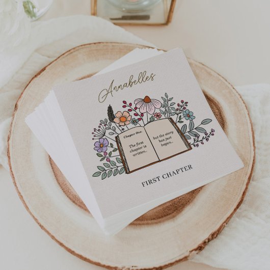 Story Book First Chapter Floral Girls Birthday Serviette