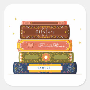 Story Book Library zum nächsten Kapitel-Brautparty Quadratischer Aufkleber