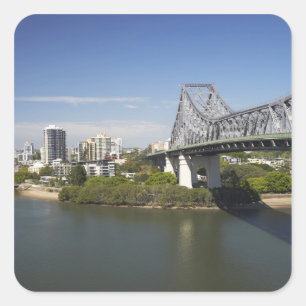 Story Bridge, Brisbane River und Kangaroo Quadratischer Aufkleber