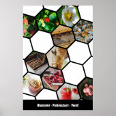 Story Collage Erdbeeren, Bestäuber und Erträge Poster (Vorne)