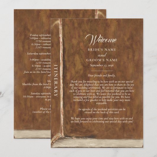 Story Fairytale Library Book Wedding Itinerary Programm (Vorne/Hinten)