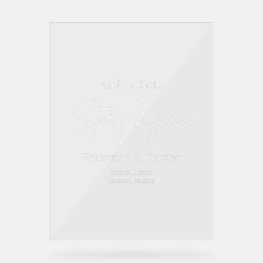 Story fängt Elegant Wedding Willkommen Akryllische Acrylschild (Vorderseite)