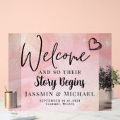 Story fängt Elegant Wedding Willkommen Akryllische Acrylschild (Hochzeit)