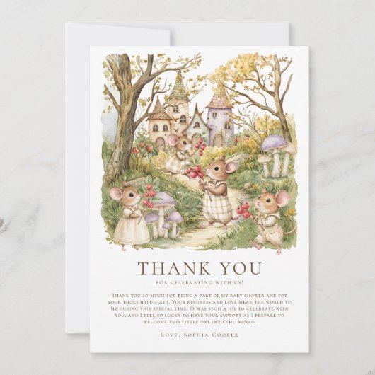 Storybook Animals Watercolor Kinderdusche Dankeskarte (Vorderseite)