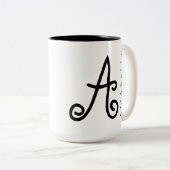 Storybook-Art-Wirbles Monogramm Zweifarbige Tasse (VorderseiteRechts)