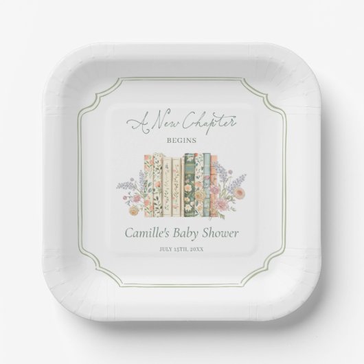 Storybook Baby Shower A New Chapter Paper Plates Pappteller (Vorderseite)
