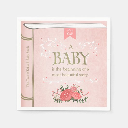 Storybook Baby Showpaper Napkin Pink Girl Serviette (Vorderseite)