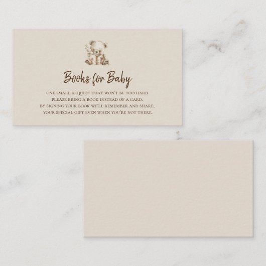 Storybook Bear | Bücher für Baby-Beilage Begleitkarte (Vorne/Hinten)