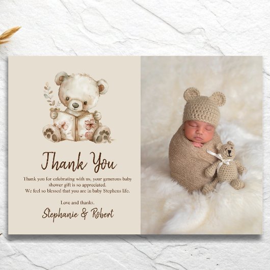 Storybook Bear Foto Babydusche Danke