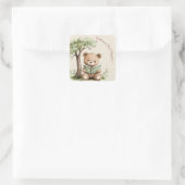 Storybook Bear Tree Beige Baby Shower Sticker (Tasche)