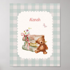 Storybook Bear Vintages Kinderzimmer Personalisier Poster
