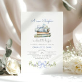 Storybook Blue Bow New Chapter Baby Boy Dusche Einladung