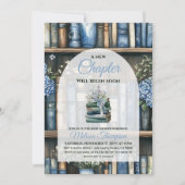 Storybook Blue Boy Library Book Baby Shower Einladung (Vorderseite)