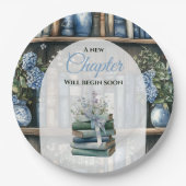 Storybook Blue Boy Library Book Baby Shower Pappteller (Vorderseite)