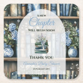 Storybook Blue Boy Library Book Baby Shower Rechteckiger Pappuntersetzer (Vorderseite)