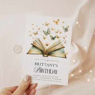 Storybook & Butterfliegen Watercolor Geburtstagspa Einladung